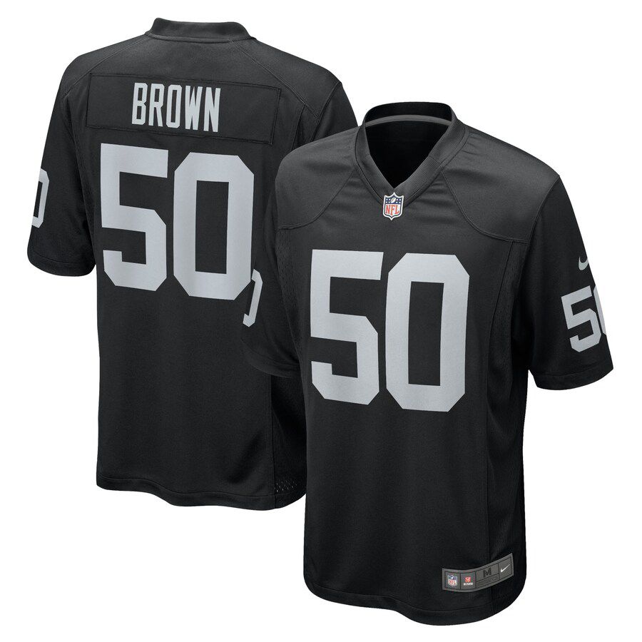 Men Las Vegas Raiders #50 Jayon Brown Nike Black Game NFL Jersey->customized ncaa jersey->Custom Jersey